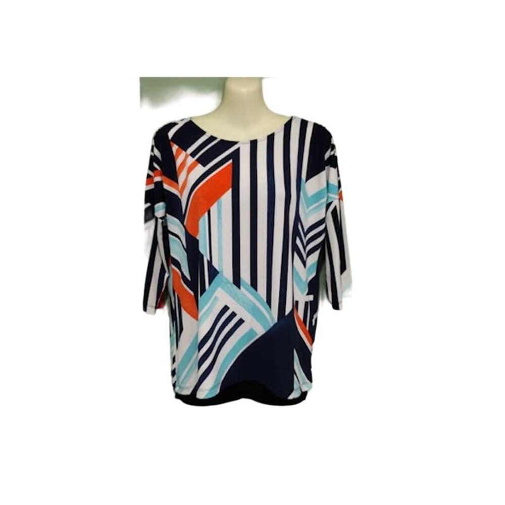 Chico's 3/4 Sleeve Top with Abstract Print, Size 0 (4)‎